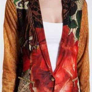 Desigual Red and Brown Floral Blazer